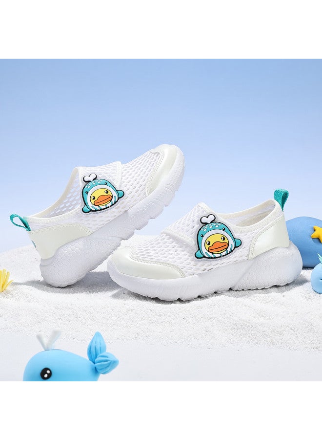 B.duck Kids' Sports Shoes Boys' Summer White Shoes Girls' Breathable Mesh Shoes 6919 White 27 - Image 2