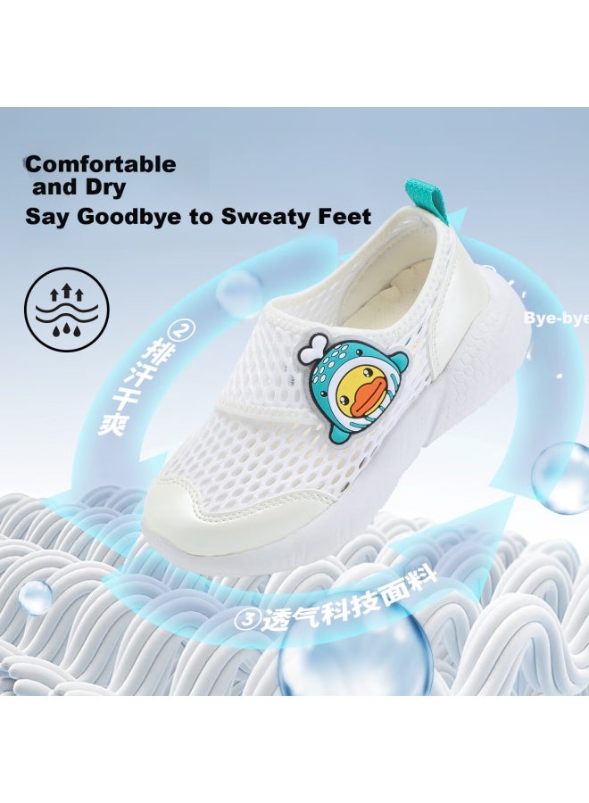 B.duck Kids' Sports Shoes Boys' Summer White Shoes Girls' Breathable Mesh Shoes 6919 White 27 - Image 4