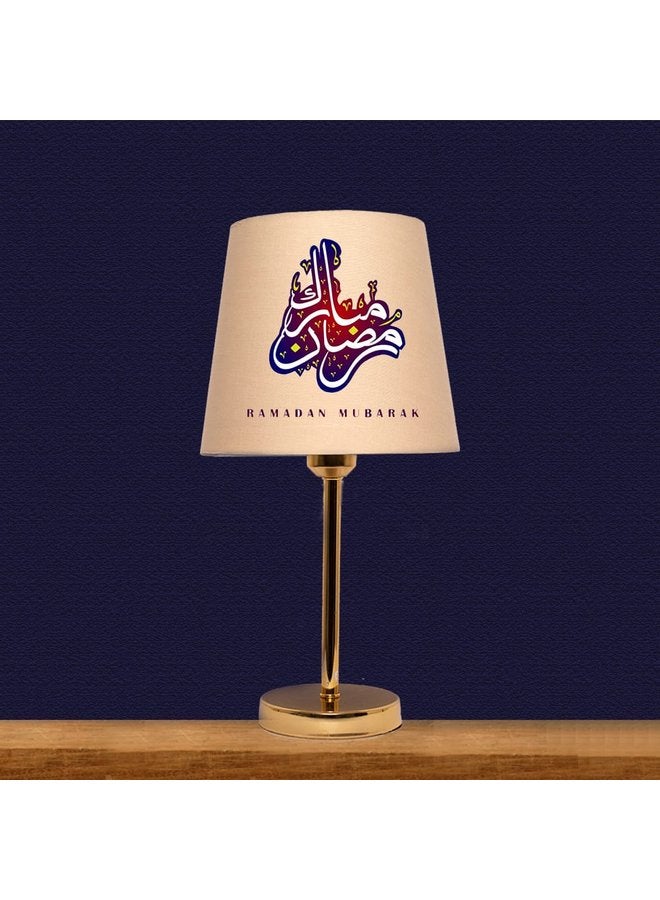 Gold Tube Lampshade With Printed Lamp Head Size 17/23 Height 20 Cm