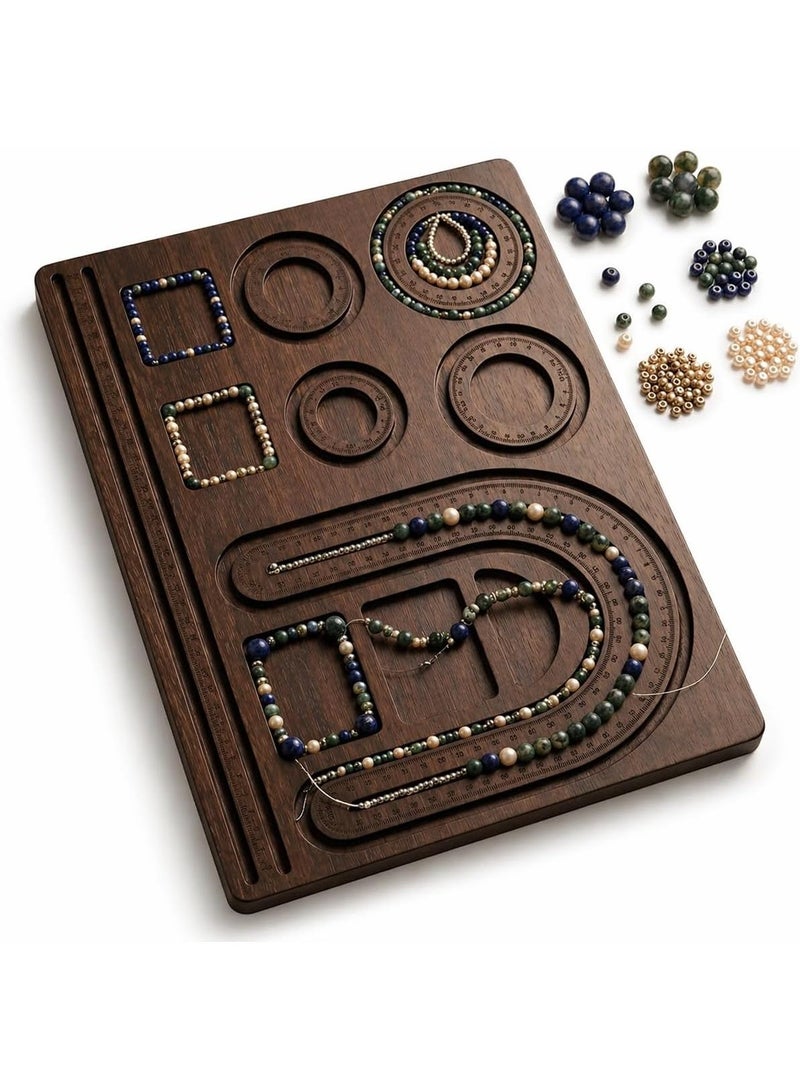 Wooden Bead Design Board for Jewellery Making, Natural Wood Finish, with Measurement Scales and Multiple Grooves - Image 1