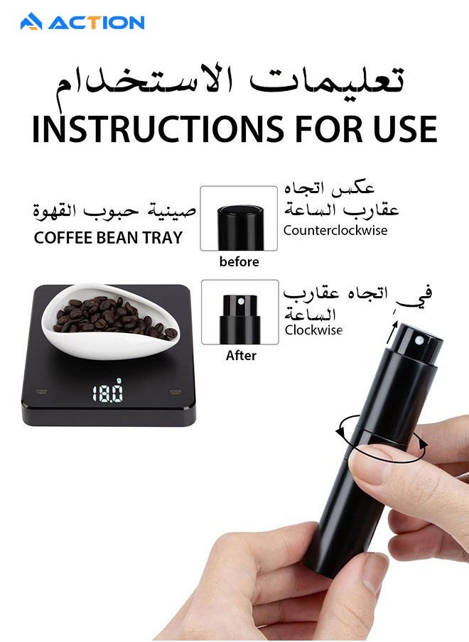 أكشن - طقم كوب جرعات حبوب القهوة وزجاجة رش وملعقة ار دي تي من 3 قطع، اكسسوارات بار القهوة، وعاء جرعات من السيراميك، مجموعة صينية قياس جرعة واحدة، هدية لمحبي القهوة - Image 1