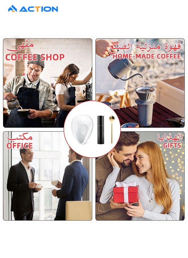 أكشن - طقم كوب جرعات حبوب القهوة وزجاجة رش وملعقة ار دي تي من 3 قطع، اكسسوارات بار القهوة، وعاء جرعات من السيراميك، مجموعة صينية قياس جرعة واحدة، هدية لمحبي القهوة - Image 1