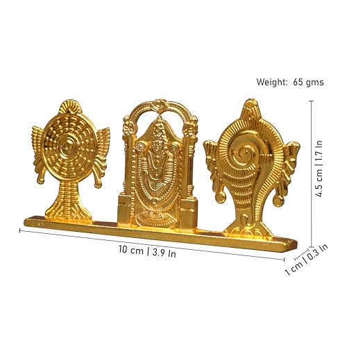 Spillbox Car Dashboard Idols | Accessories | Car Dashboard Interior |Perfect for Gifting | Decorative Showpiece for Home and Office-Shanku Chakra Perumal (Gold) - Image 5