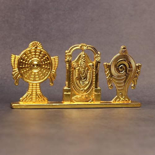 Spillbox Car Dashboard Idols | Accessories | Car Dashboard Interior |Perfect for Gifting | Decorative Showpiece for Home and Office-Shanku Chakra Perumal (Gold) - Image 3