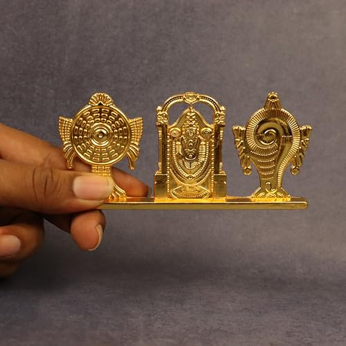 Spillbox Car Dashboard Idols | Accessories | Car Dashboard Interior |Perfect for Gifting | Decorative Showpiece for Home and Office-Shanku Chakra Perumal (Gold) - Image 4