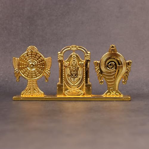 Spillbox Car Dashboard Idols | Accessories | Car Dashboard Interior |Perfect for Gifting | Decorative Showpiece for Home and Office-Shanku Chakra Perumal (Gold) - Image 2