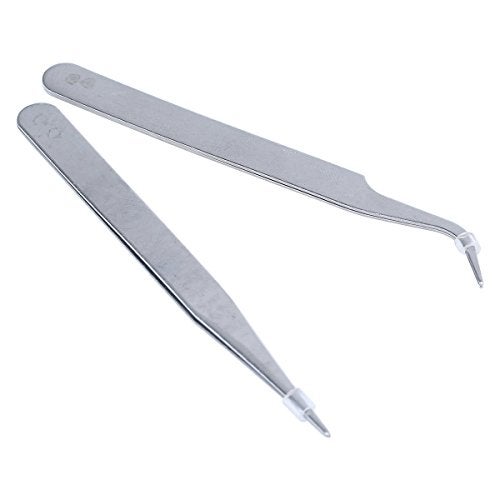 ReNext 2 Nail Art Tweezers Curved Straight Pointed Ongles (silver) - Image 1