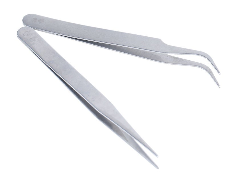 ReNext 2 Nail Art Tweezers Curved Straight Pointed Ongles (silver) - Image 3