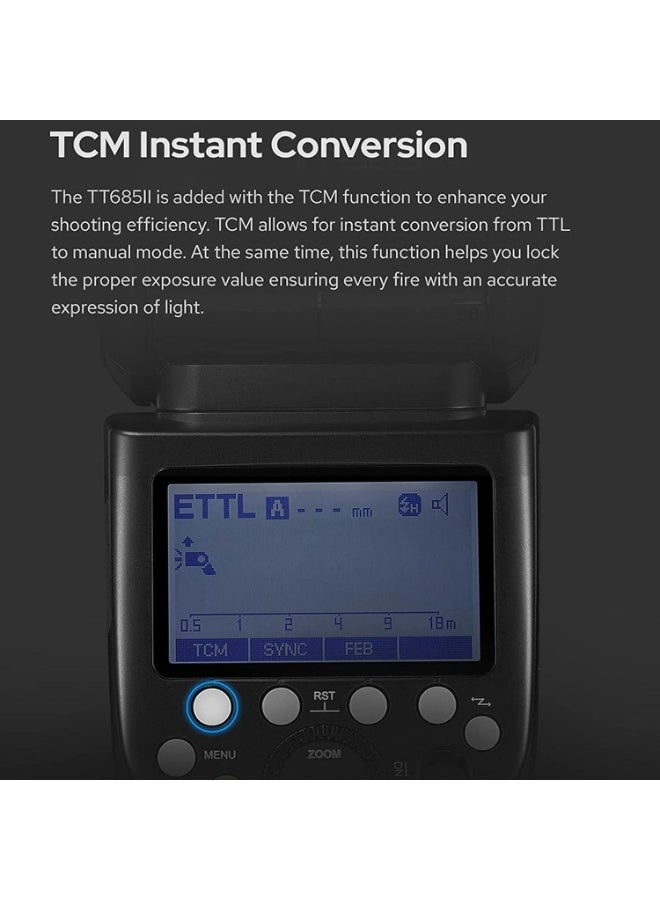 جودوكس فلاش جودوكس TT685II-C TTL للكاميرات كانون | مزامنة عالية السرعة، اتصال لاسلكي 2.4G، تكبير 20-200 مم - Image 4