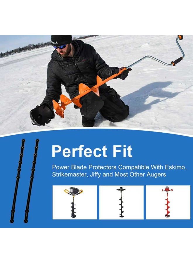 Antrys Power Blade Protectors Compatible with Eskimo, Ice Auger Guard Strap for Hand and Power Winter Ice Fishing Accessories, Shockproof Rubber Guard Bungee Strap for Ice Auger Blades Cover 11" Long-2 Pack - Image 2