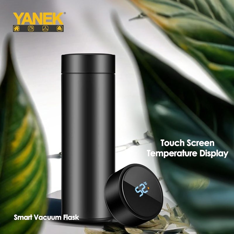 YANEK Smart Water Bottle Stainless Steel – Travel Mug with Smart LCD Touch Screen Temperature Display, Leak-Proof, Hot & Cold Beverage Flask, Ideal for Trave, Gym, Office, & Daily Use (BLACK) - Image 3