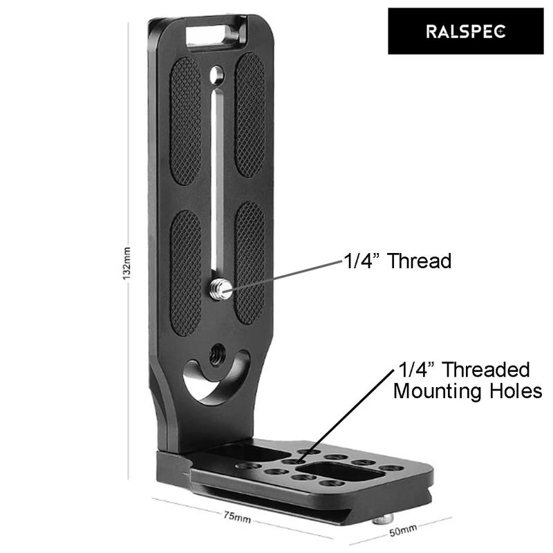 RALSPEC DSLR L Bracket Camera Tripod Quick Release Plate Horizontal/Vertical Compatible with Arca Swiss 1/4" Thread L-Bracket - Image 5