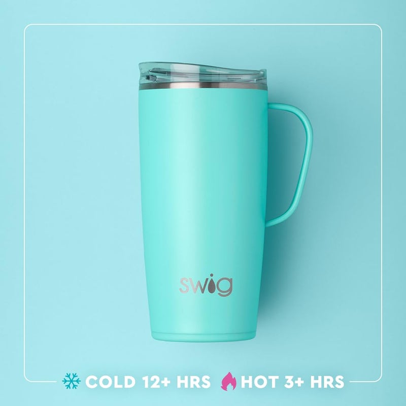 Swig Life 22oz Travel Mug, Insulated Tumbler with Handle and Lid, Travel Coffee Mug, Cup Holder Friendly, Stainless Steel 22 oz Tumbler, Reusable Insulated with Lid (Lone Star) - Image 3