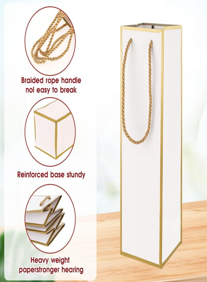 Styquenzer Wine Gift Bags 2 PCS Luxury Wine Bottle Gift Bags, 4"X4"X13.8" Reusable Liquor Bag with Gold Foil Print, Gold Foil White Wines Bag for Party Wedding Party Anniversary ChampagneBag with Handles - Image 4
