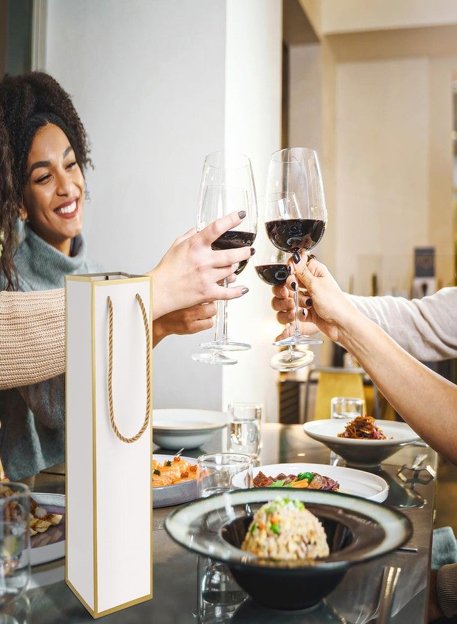 Styquenzer Wine Gift Bags 2 PCS Luxury Wine Bottle Gift Bags, 4"X4"X13.8" Reusable Liquor Bag with Gold Foil Print, Gold Foil White Wines Bag for Party Wedding Party Anniversary ChampagneBag with Handles - Image 5