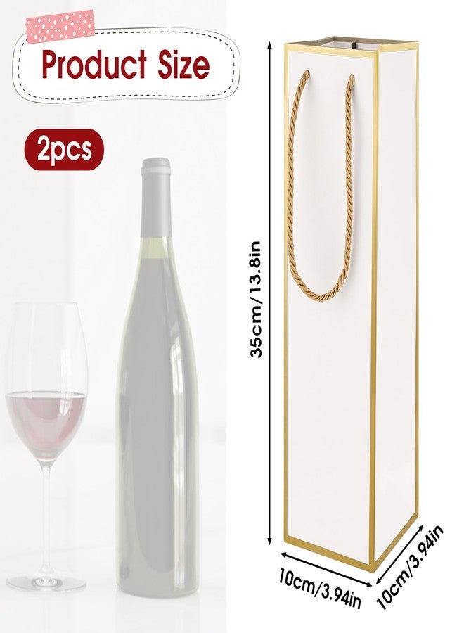 Styquenzer Wine Gift Bags 2 PCS Luxury Wine Bottle Gift Bags, 4"X4"X13.8" Reusable Liquor Bag with Gold Foil Print, Gold Foil White Wines Bag for Party Wedding Party Anniversary ChampagneBag with Handles - Image 2