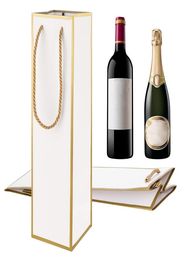 Styquenzer Wine Gift Bags 2 PCS Luxury Wine Bottle Gift Bags, 4"X4"X13.8" Reusable Liquor Bag with Gold Foil Print, Gold Foil White Wines Bag for Party Wedding Party Anniversary ChampagneBag with Handles - Image 1