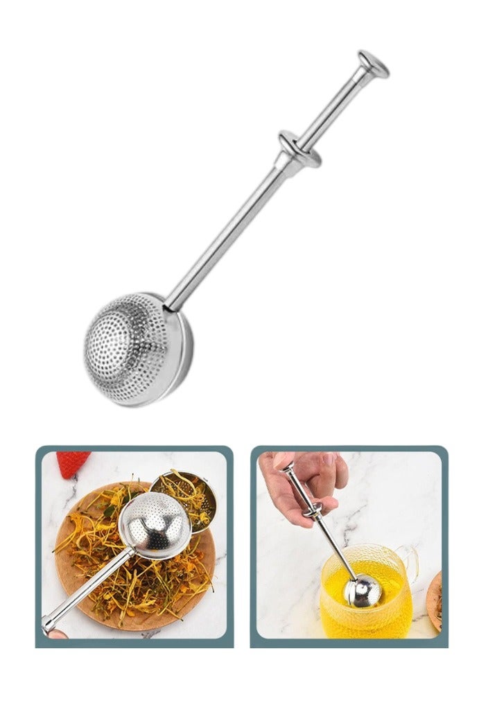 1 Pcs Tea Ball Infusers, Long-Handle Tea Strainer Stainless Steel for Loose Leaf Tea Spices and Seasonings in Office or Travelling - Image 1