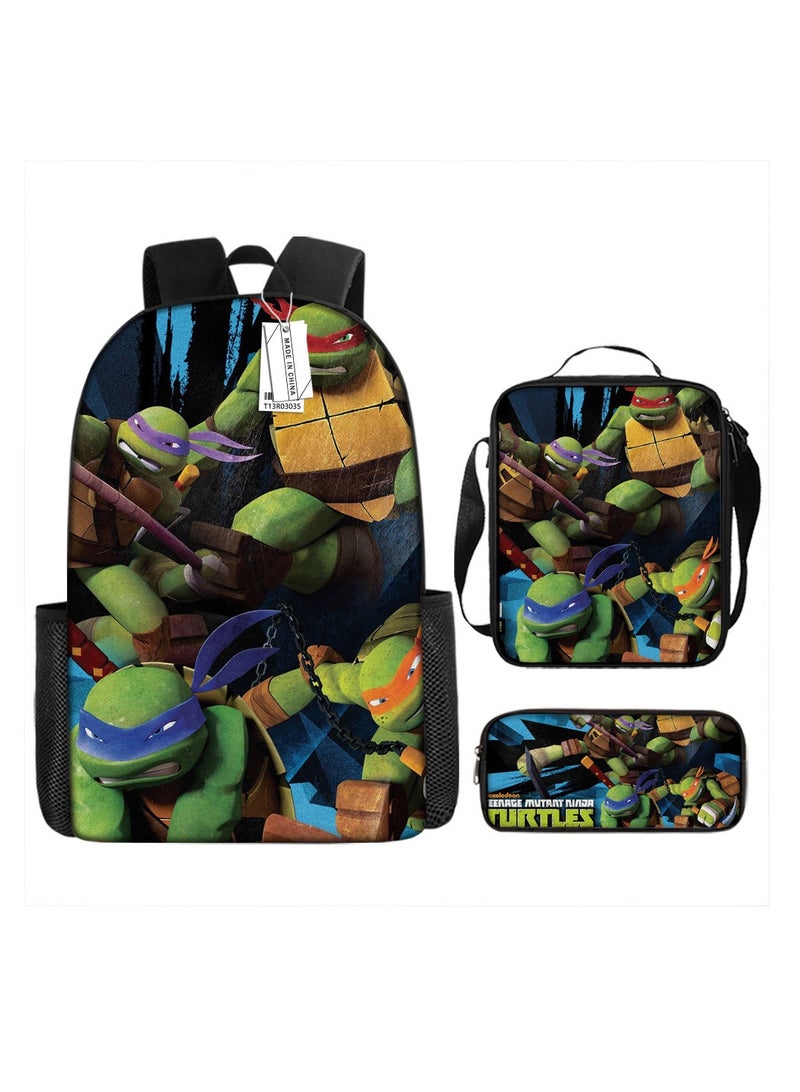 Children's leisure load reducing large capacity printed backpack for elementary school students, 3-piece set - Image 1