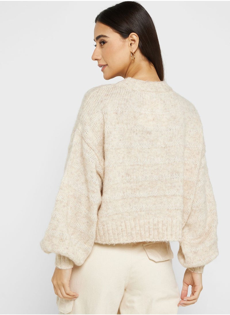 ONLY - Balloon Sleeve Knitted Sweater - Image 1