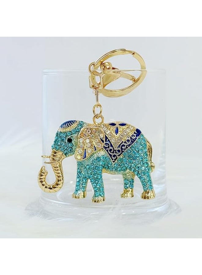Rhinestone Elephant Keychain Gold Plated Hook Cute Sparkly Crystal Elephant Lucky Key Chain for Women - Image 5