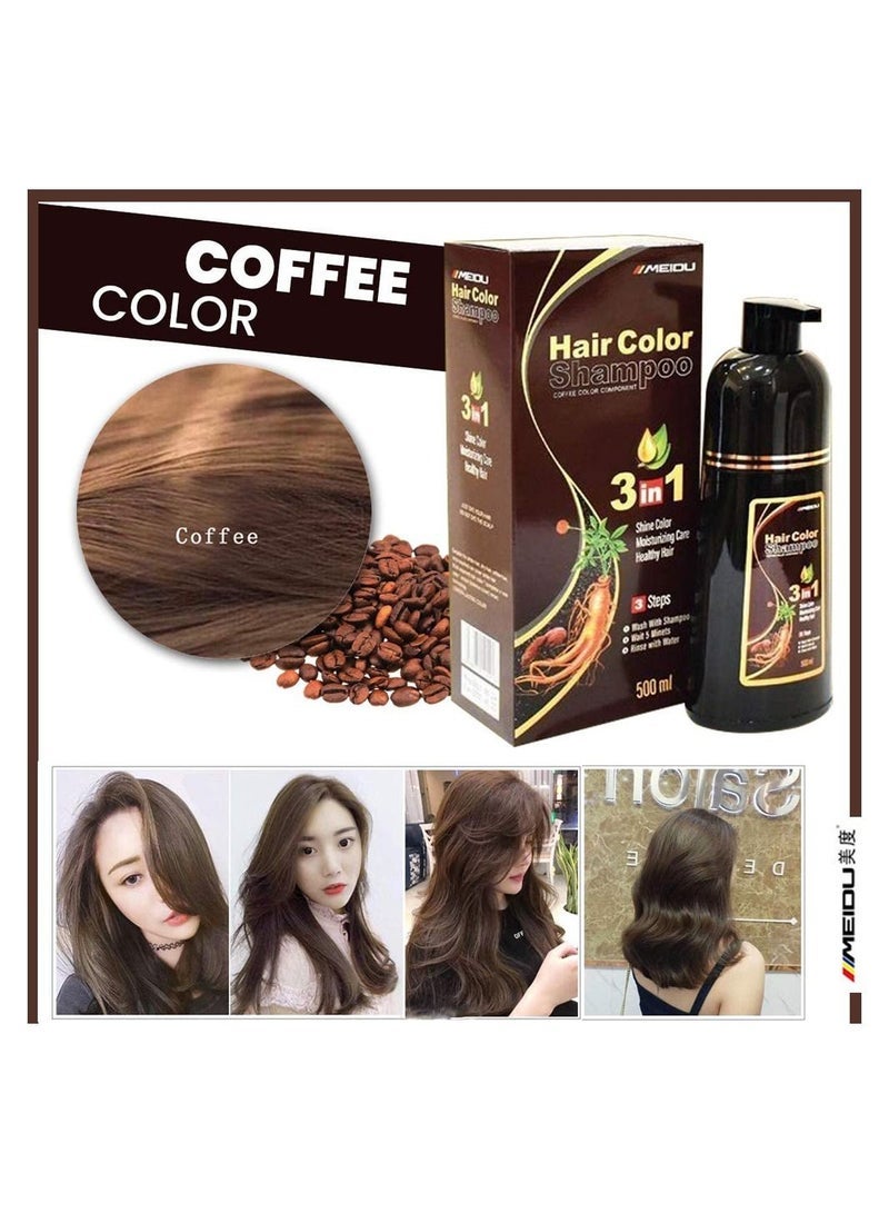 Meidu 3 In One Permanent Dark Brown Hair Dye Shampoo 500ml - Image 3