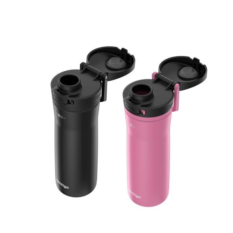 Contigo Jackson Chill 2.0 Water Bottle With Autopop Lid  20Oz  2-Pack  Pink And Black - Image 3