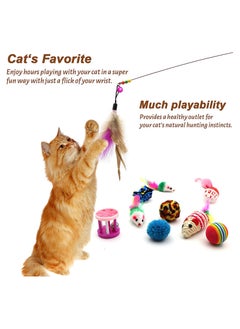 MissTiara 21 Pcs Cat Toys,Kitten Toys,Cat Toys Interactive Accessories for Indoor Cats,Cat Tunnel,Variety Teaser Wand with Feathers,Cat Toys for Kittens Biting,Catnip Fish,Mice,Balls for Cat Pet Lovers  - Image 4