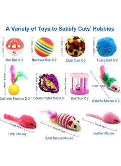 MissTiara 21 Pcs Cat Toys,Kitten Toys,Cat Toys Interactive Accessories for Indoor Cats,Cat Tunnel,Variety Teaser Wand with Feathers,Cat Toys for Kittens Biting,Catnip Fish,Mice,Balls for Cat Pet Lovers  - Image 2