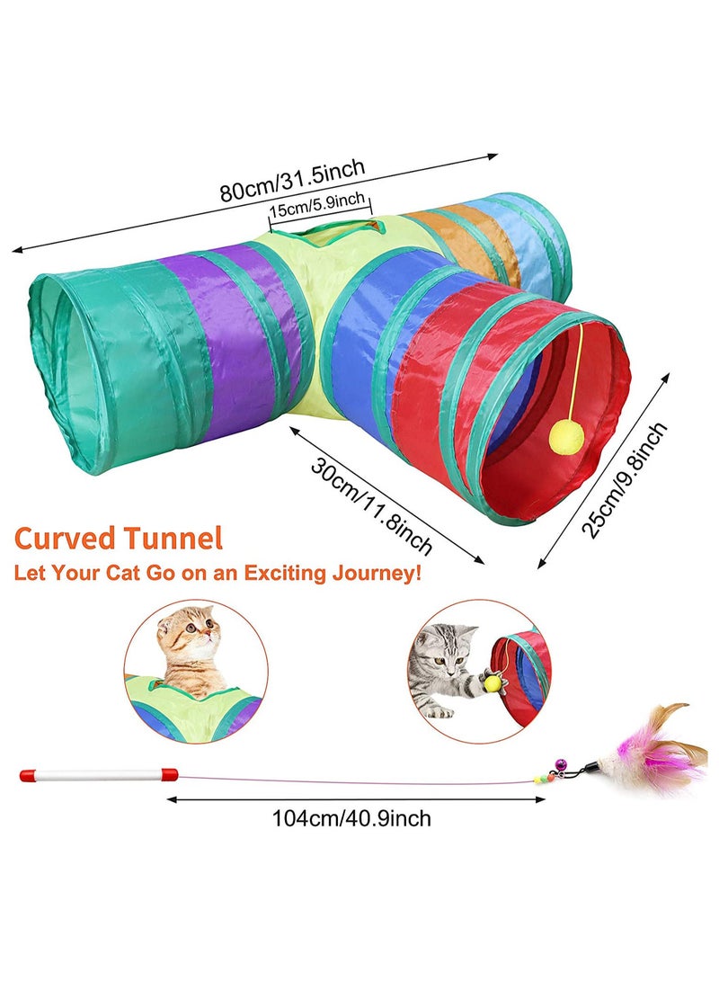 MissTiara 21 Pcs Cat Toys,Kitten Toys,Cat Toys Interactive Accessories for Indoor Cats,Cat Tunnel,Variety Teaser Wand with Feathers,Cat Toys for Kittens Biting,Catnip Fish,Mice,Balls for Cat Pet Lovers - Image 3