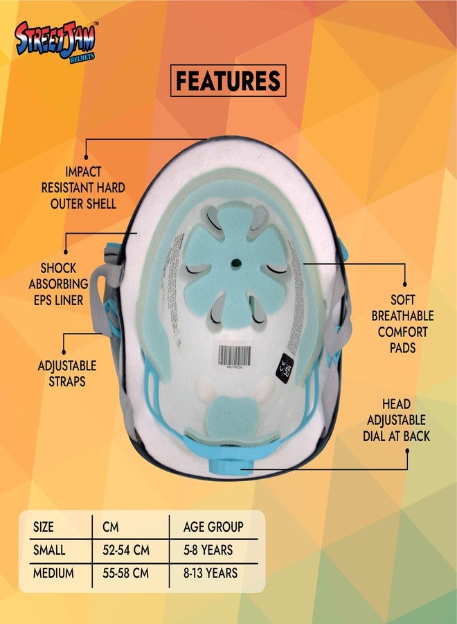 STREETJAM Kids Cycle Helmet, Zebra Hearts Open Face Sports Helmet, Hard Outer Shell, EPS Inner case, Adjustable Strap with Adjuster Dial, Skating, Sports (Small (5-8 Years, Bleach Blue) - Image 4