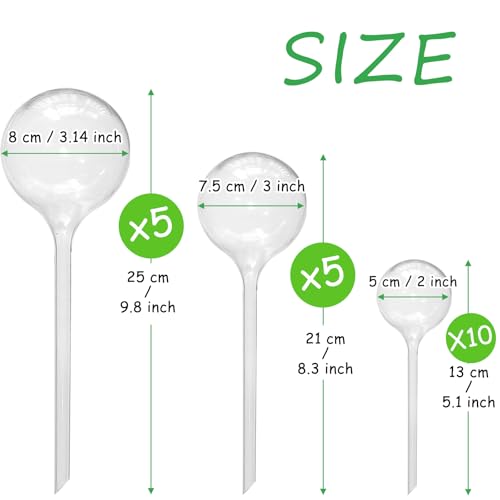 Jgalnim 20 PCS Clear Plant Watering GlobesPlastic Watering BallsSelf Watering PlanterFlower Automatic Watering Device for Plants IndoorOutdoorFlowerpotHome GardenLargeMediumSmall - Image 3