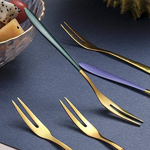 KPNG Fruit Forks Appetizer Dessert Forks Salad Forks Beautiful Colorful Stainless Steel Forks Set 2 Prong Tasting Appetizer Forks Portable Cocktail Salad Fruit Forks for Parties Travel 8 - Image 3