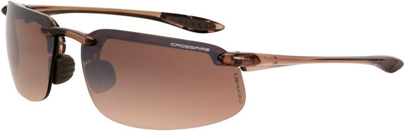 Radians Crossfire 211125 Brown Safety Glasses - Scratch-Resistant Frameless Design for Adults