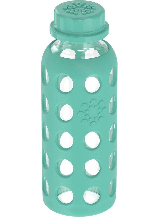 لايف فاكتوري زجاجة مياه زجاجية من لايف فاكتوري سعة 9 أونصات مع غطاء مسطح وغطاء سيليكون كالي - Image 1