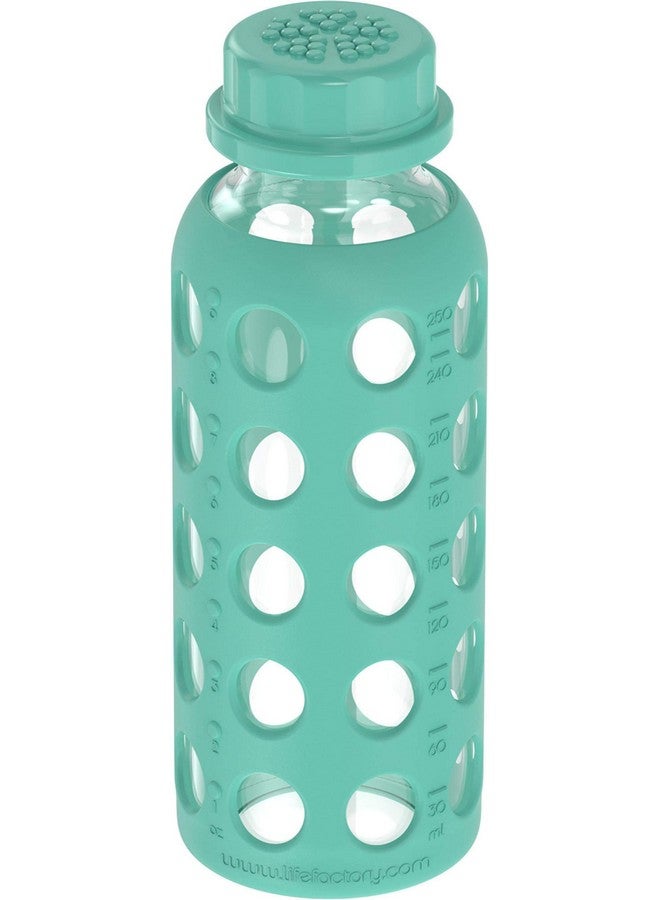 لايف فاكتوري زجاجة مياه زجاجية من لايف فاكتوري سعة 9 أونصات مع غطاء مسطح وغطاء سيليكون كالي - Image 2