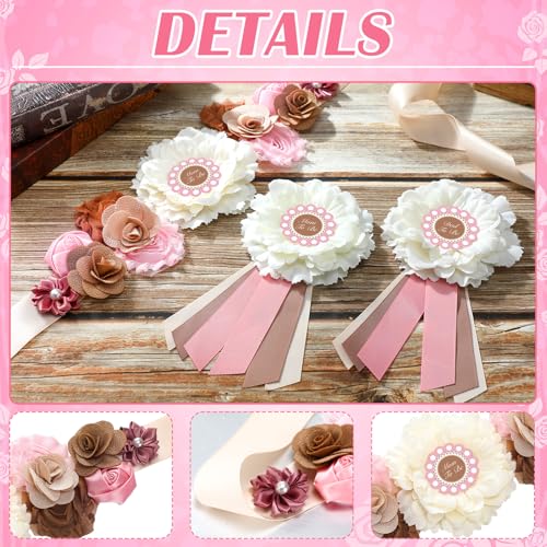 Chicingyou Cielito Lindo Baby Shower Sash Set Mom to Be Sash Daddy to Be Corsage Pin Pink Flower Belt for Maternity Dress Pregnancy Photo Props Supplies Gender Reveal Decorations - Image 3