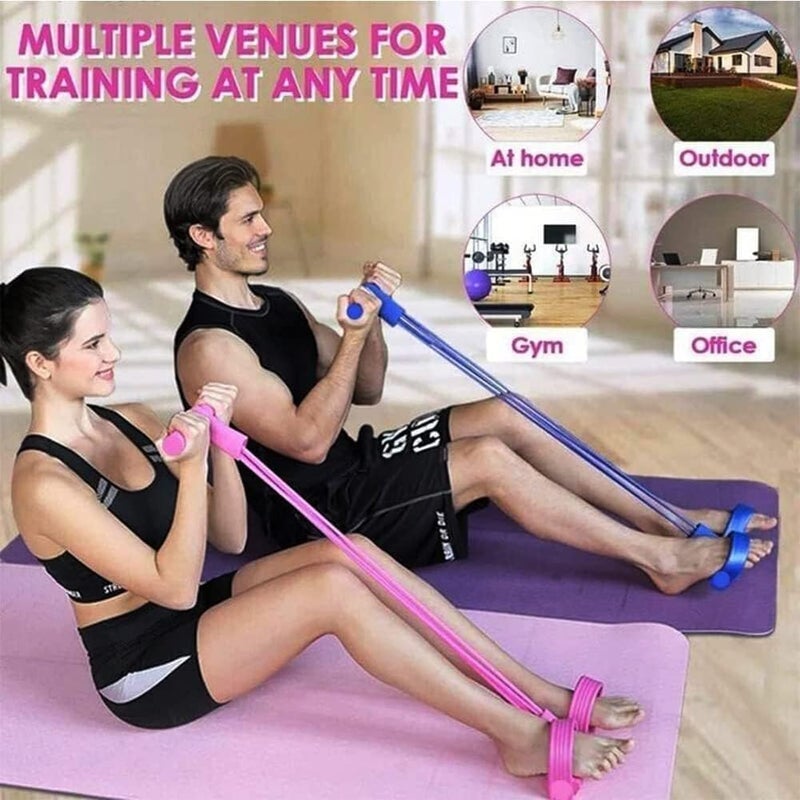 SHOPYSTAR Exercise Pedal Pull Reducer| 4-Tube Resistance Band Yoga Sports Equipment| Belly Abdomen Waist| Arm Leg Stretching Exercise| Portable Home Gym Sit-ups Device for Men and Women. - Image 4