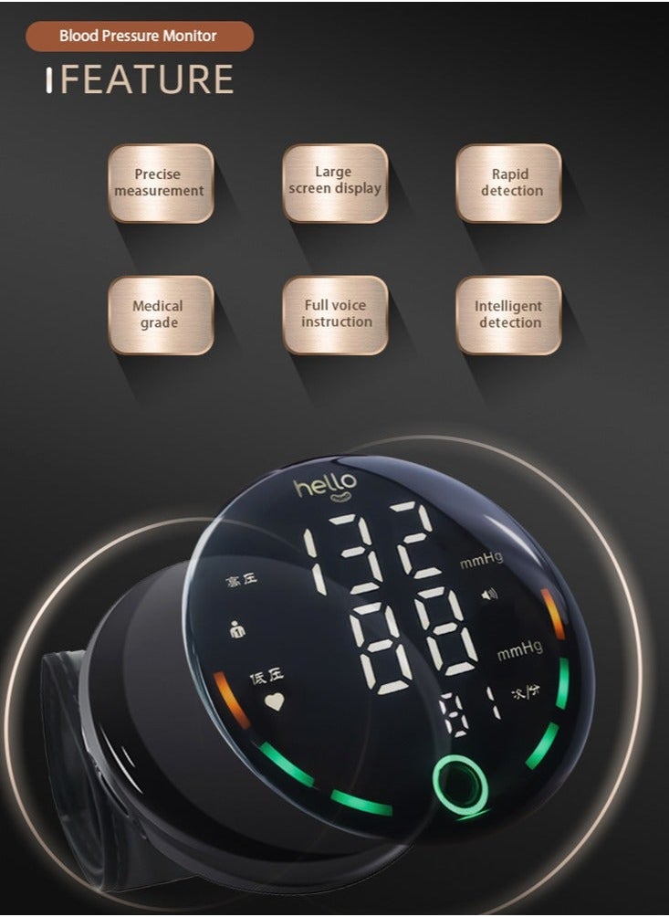 Joshberg - Blood Pressure Monitor, Rechargeable Blood Pressure Wrist Digital BP Machine with LED Backlit Display, Voice Broadcast, User 99x2 Reading Memory Wrist Electronic Sphygmomanometer - Image 1
