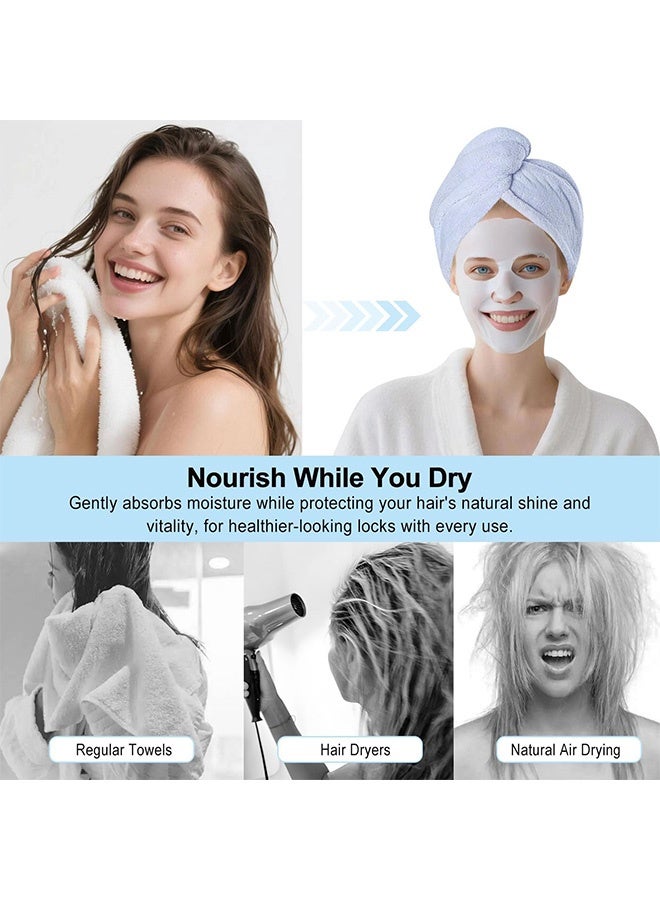 2 Packs Single Layer Microfiber Hair Turbans - Drying Wrap for Women (Blue, Brown) - Image 5