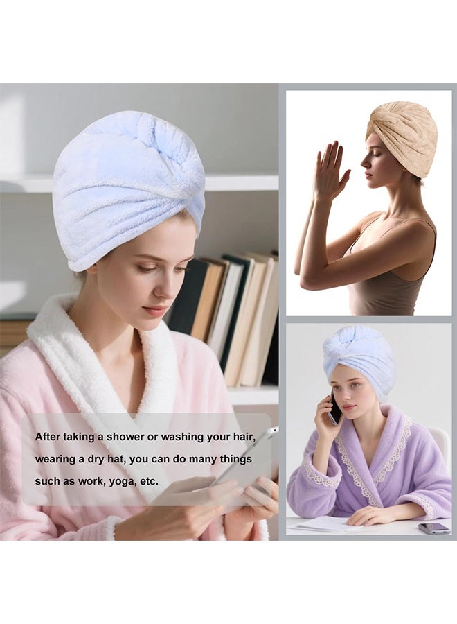 2 Packs Single Layer Microfiber Hair Turbans - Drying Wrap for Women (Blue, Brown) - Image 3