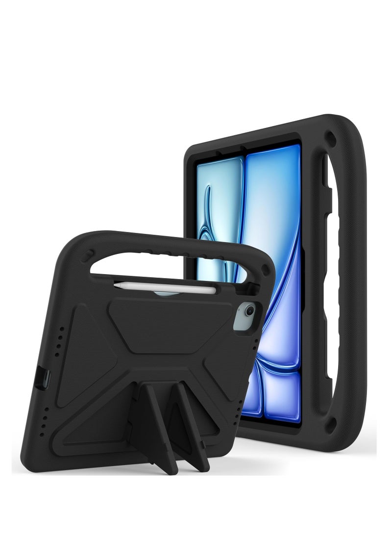 Kids Case Compatible with IPad Air 11 Inch M2(2024)/Pro 11 Inch (2024) M4 Lightweight EVA Shockproof Protective Case Handle Stand Heavy Duty Tablet Cover (Black) - Image 2