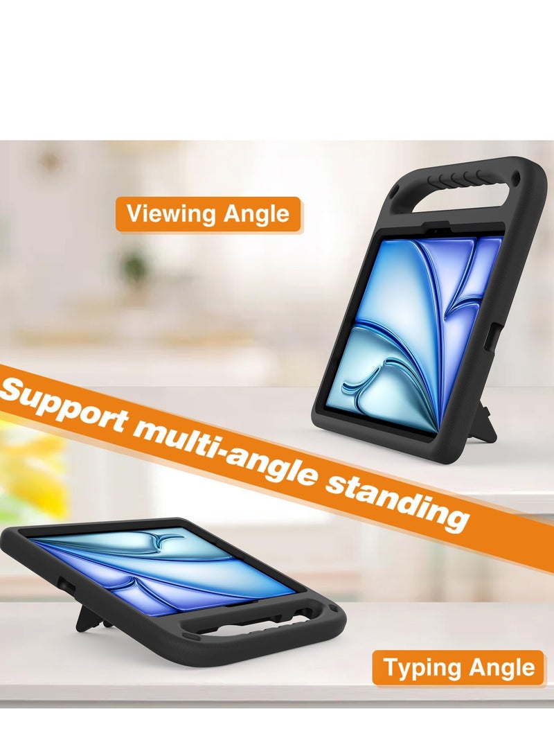 Kids Case Compatible with IPad Air 11 Inch M2(2024)/Pro 11 Inch (2024) M4 Lightweight EVA Shockproof Protective Case Handle Stand Heavy Duty Tablet Cover (Black) - Image 3