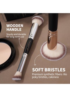 MAGEFY Foundation Makeup Brushes, 2Pcs Premium Double-Ended Makeup Brushes Angled/Tapered Top For Blending Liquid Powder, Concealer Cream Cosmetics, Blush Brush  - Image 3