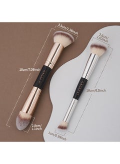 MAGEFY Foundation Makeup Brushes, 2Pcs Premium Double-Ended Makeup Brushes Angled/Tapered Top For Blending Liquid Powder, Concealer Cream Cosmetics, Blush Brush  - Image 4