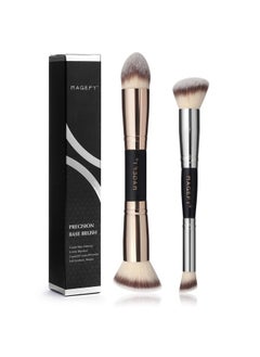 MAGEFY Foundation Makeup Brushes, 2Pcs Premium Double-Ended Makeup Brushes Angled/Tapered Top For Blending Liquid Powder, Concealer Cream Cosmetics, Blush Brush  - Image 1