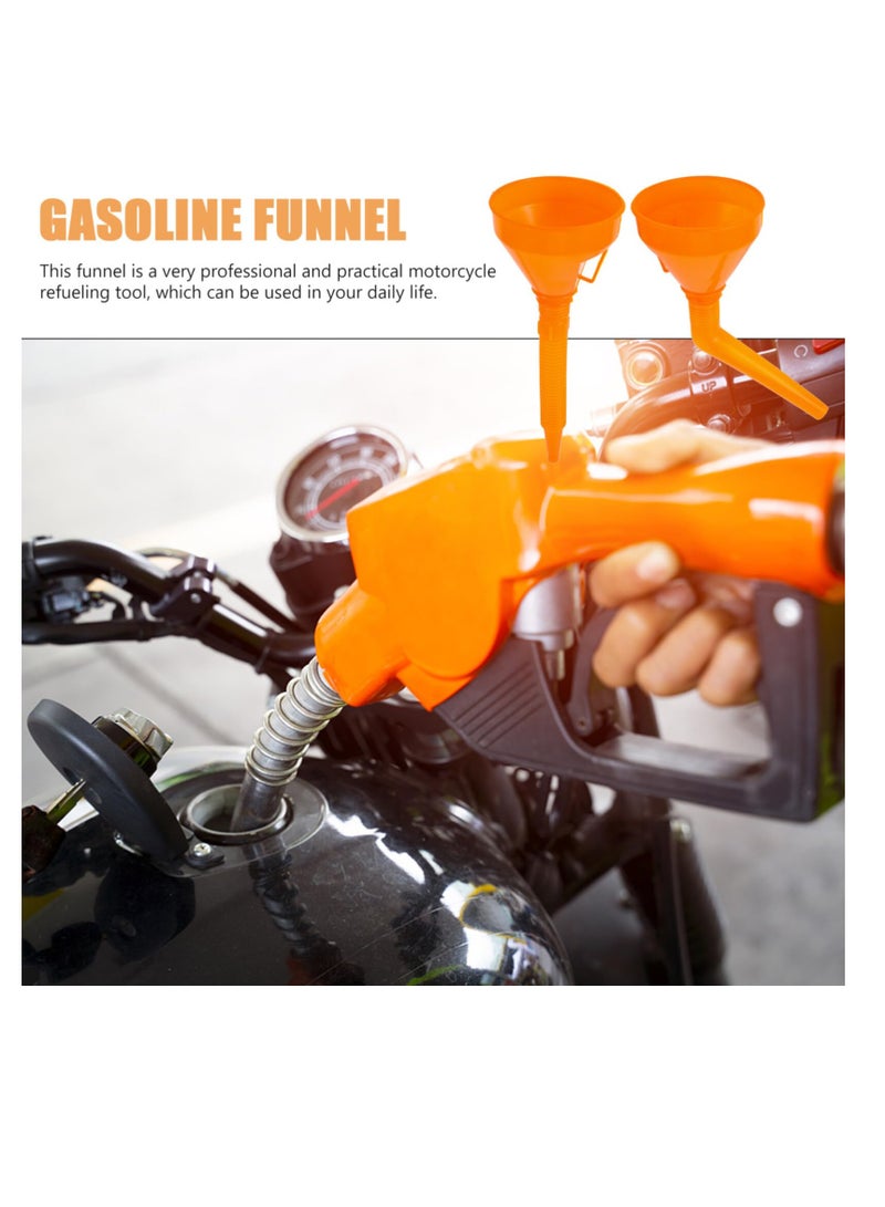 SYOSI Automotive Funnels, 2Pcs Orange Wide Mouth Oil Funnel, Right Angle Funnel, No- Spill Plastic Long Neck Oil Funnel Extension, for Cars Motorcycles Engine Oil Kerosene Gasoline Gas Fuel - Image 5