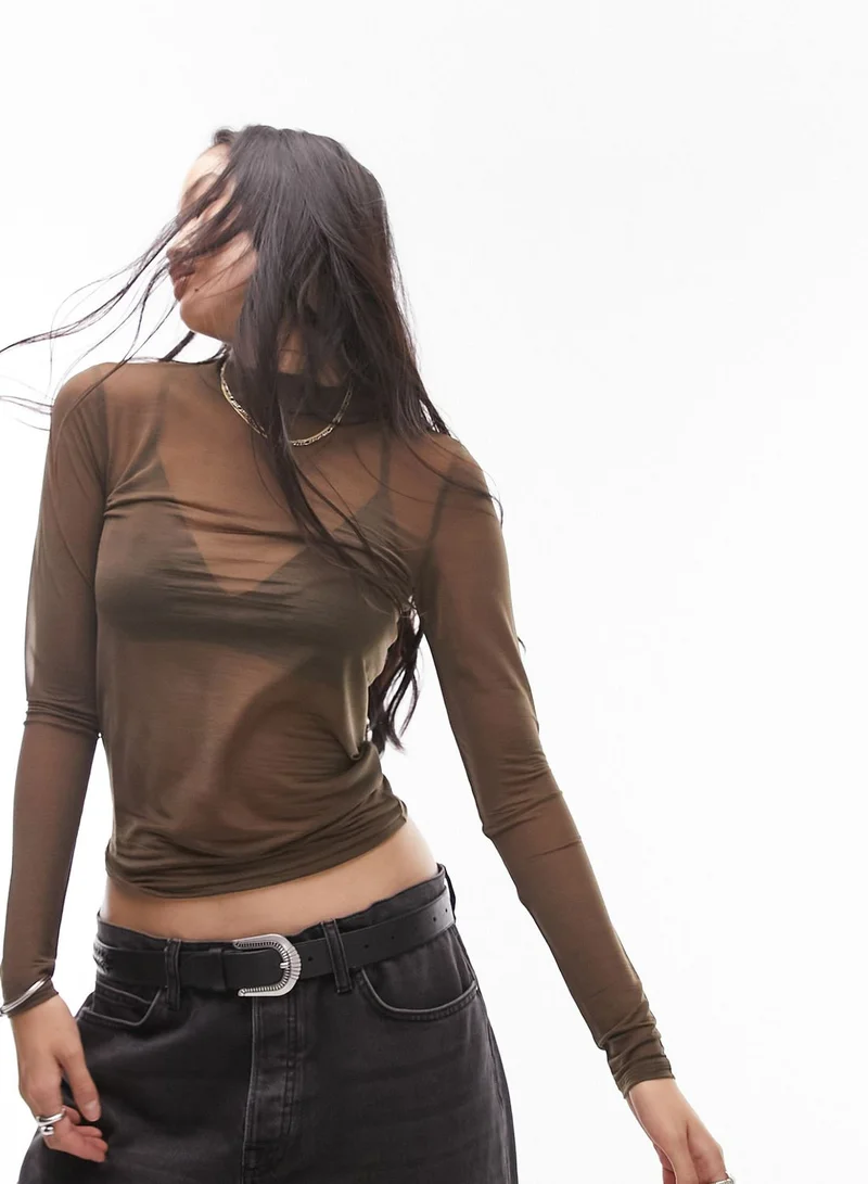 TOPSHOP High Neck Knitted Top