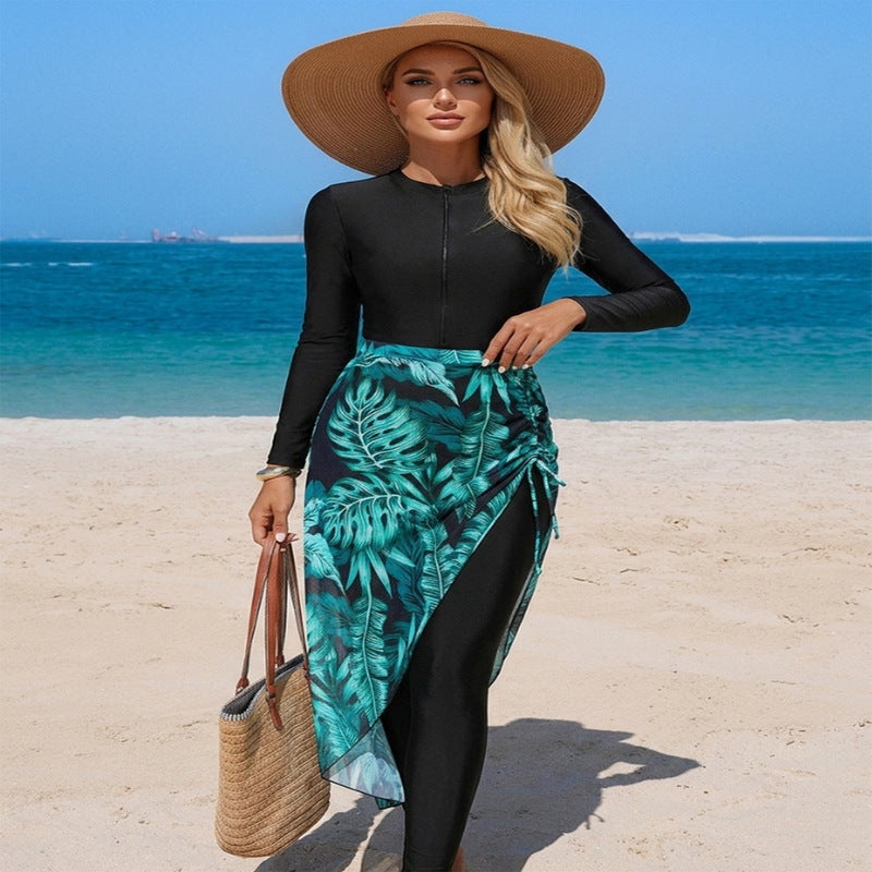 Women's Modest 3-Piece Burkini Swimwear Set with Long Sleeve, Quick-Dry, and UV Protection - Image 2