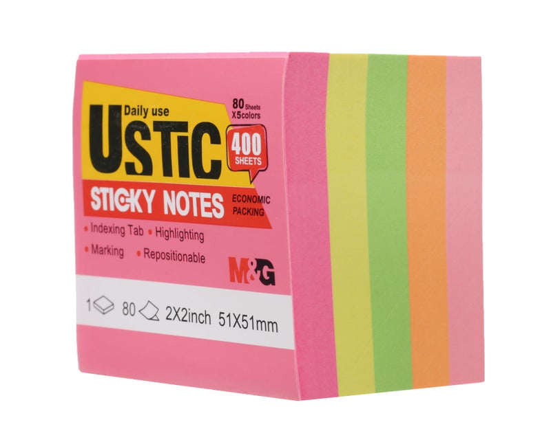 M&G Post-it Notes, 76x51mm Compact Sticky Notes, 100 Sheets for Reminders and Task Organization, Assorted Colors